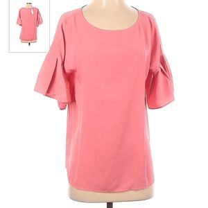 Pink Ann Taylor Boatneck Flare Sleeve Top